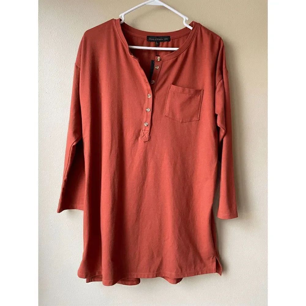 House of Harlow 1960 Casual Crew Neck 3/4 Sleeve Burnt Orange Dress Size XS